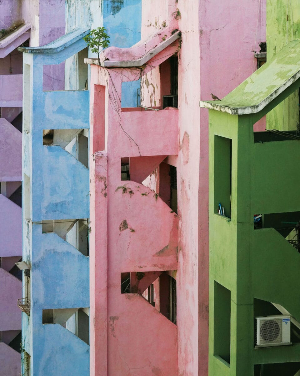 candy colored residential buildings